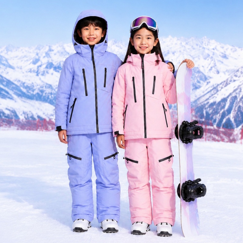 Outdoor Sport Waterproof Pants - Winter Warm Hooded Jacket Pants Boy